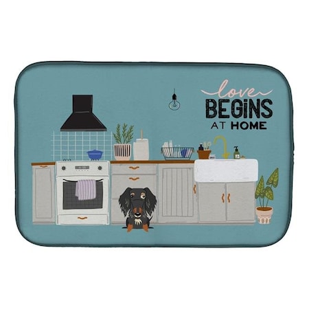 Carolines Treasures CK7832DDM 14 X 21 In. Dapple Wire Haired Dachshund Kitchen Scene Dish Drying Mat